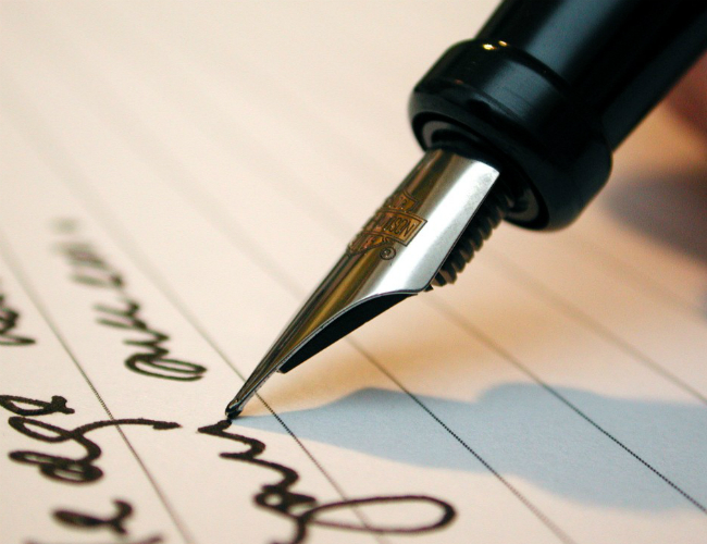 Writing in ink