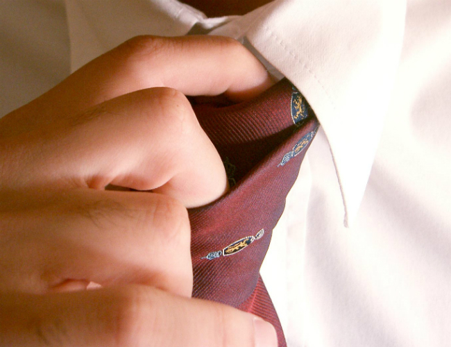 Peron wearing tie